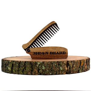 MEAN BEARD Walnut & Wenge Wood Folding Pocket Beard Comb