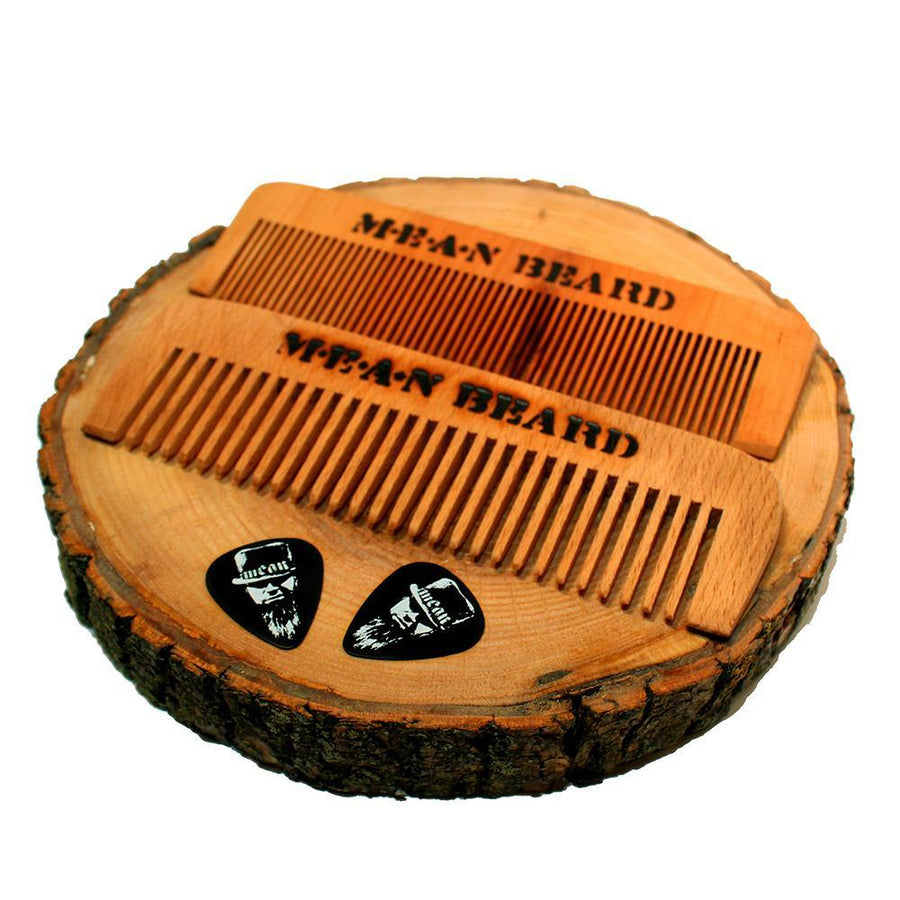 MEAN BEARD Torch-branded Coffee or Tobacco Infused Medium Tooth Wood Beard Comb