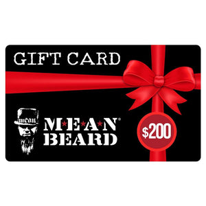 Gift card for MEAN BEARD Co.  Buy your beard care supplies or give a gift card to someone special.  Best beard oil.  Best beard products.  Best beard company.  Made in USA.