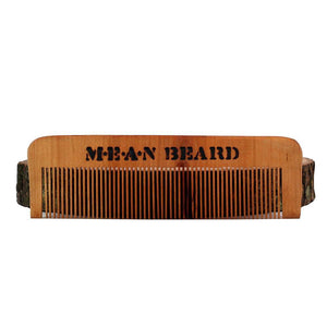 MEAN BEARD Torch-branded Coffee or Tobacco Infused Medium Tooth Wood Beard Comb