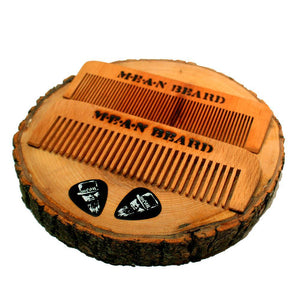 MEAN BEARD Torch-branded Coffee or Tobacco Infused Wide Tooth Wood Beard Comb