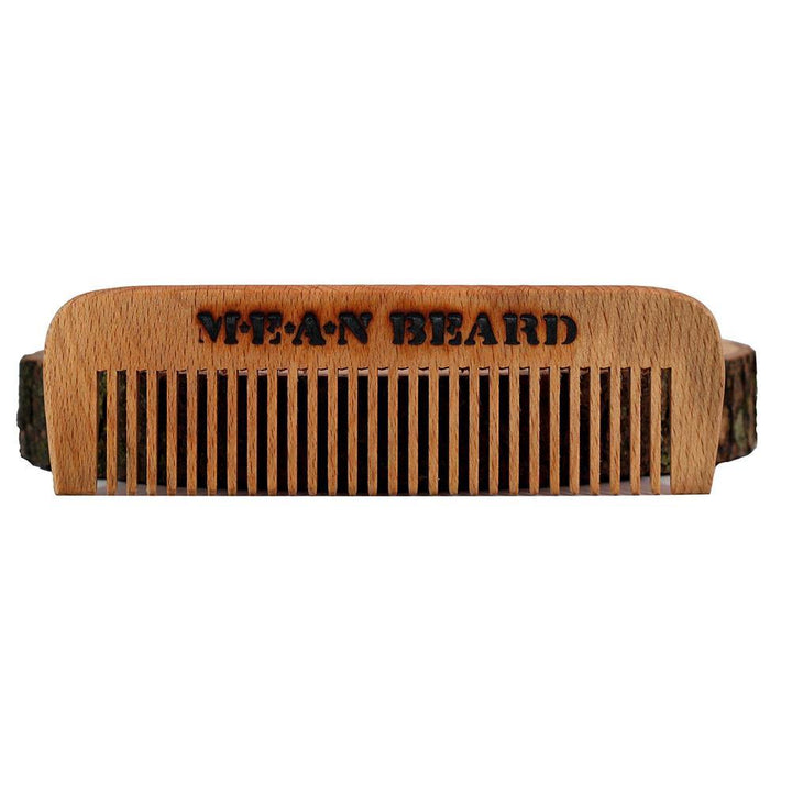 MEAN BEARD Torch-branded Coffee or Tobacco Infused Wide Tooth Wood Beard Comb